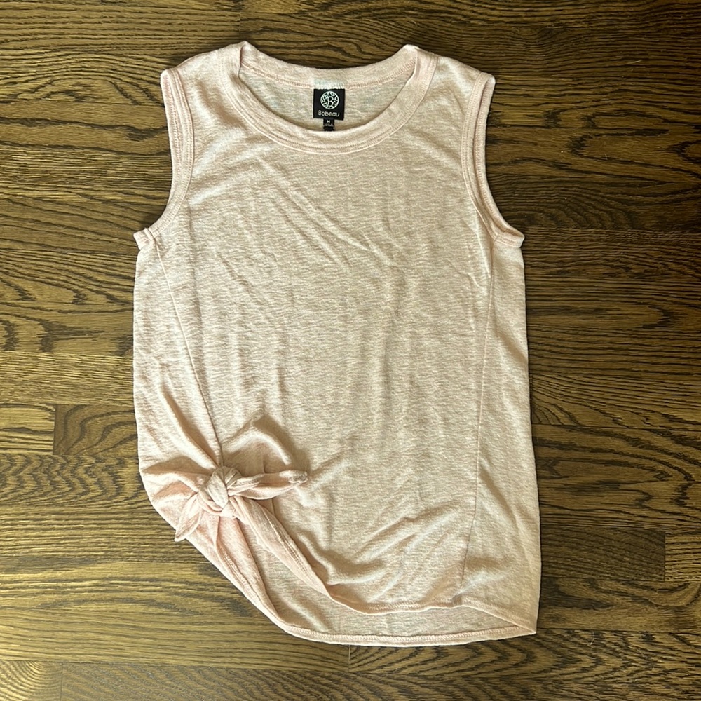 Bobeau Peach Sleeveless Side Tie Knit Top. Size Medium